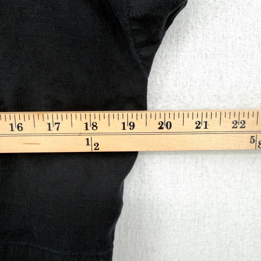 EVERLANE The Linen Drape Top Womens 2 Black Cap Sleeve High Neck Casual Resort - Picture 4 of 13